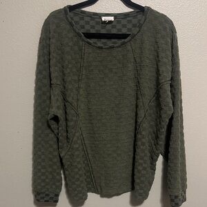 BiBi Olive Checkered Knit Top